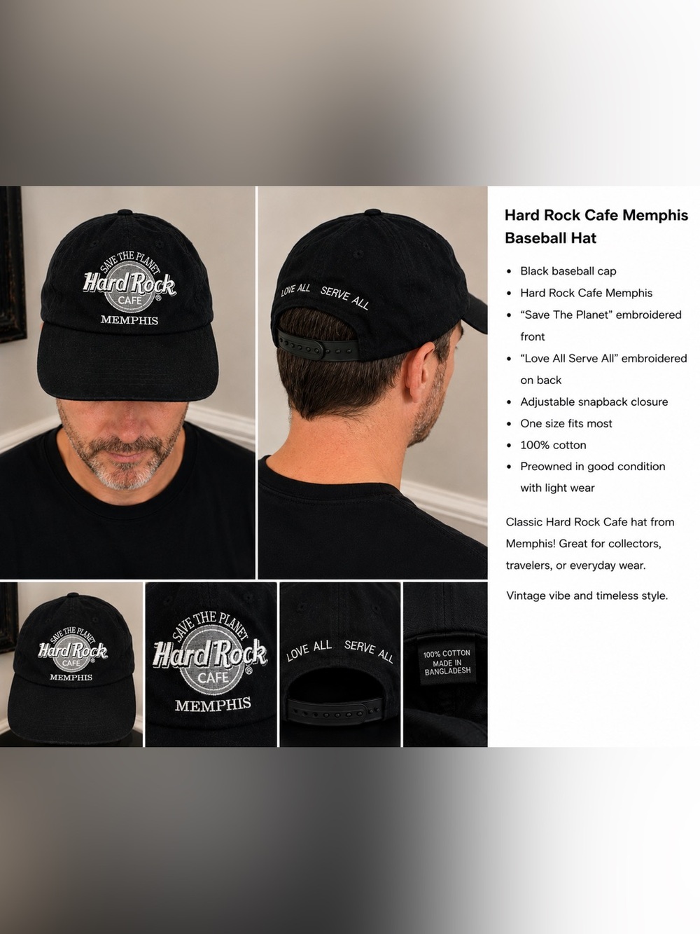 Hard Rock Cafe Memphis black baseball cap